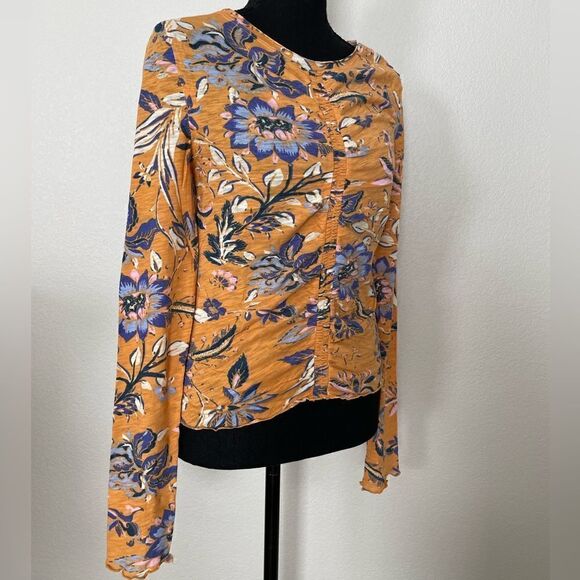 NWT Free People Dreamed of You Floral Ruched Long Sleeve Top - Picture 5 of 11